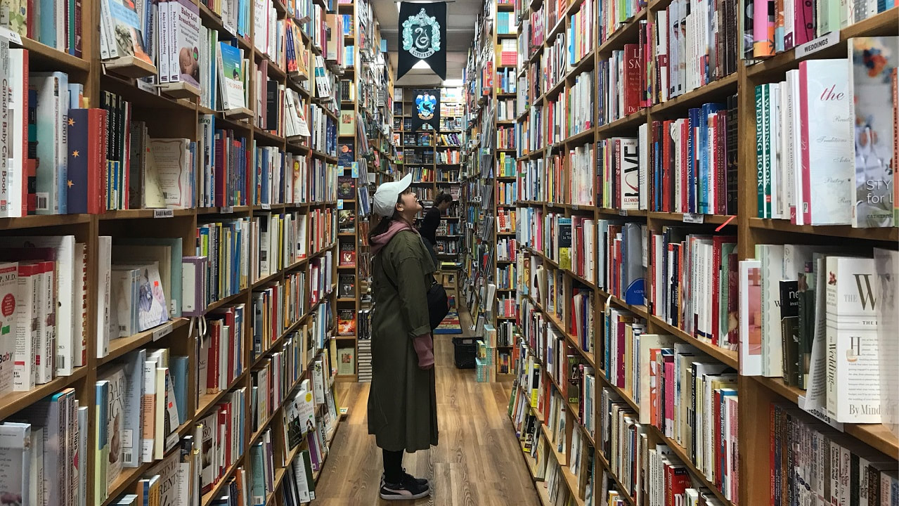 student in bookstore